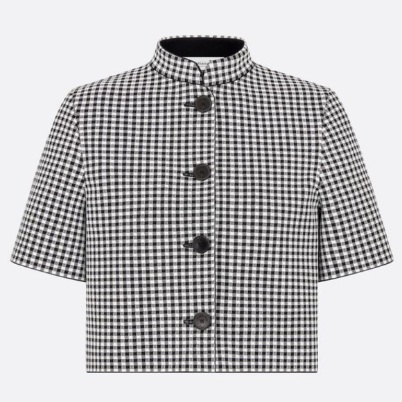 Cropped Jacket Gray and Black Check'n'Dior Knit | DIOR - Picture 2 of 11
